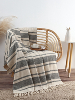 Плед с кисточками «Этель», тёмная полоса с таффтингом, 125×150 см