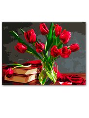 Картина по номерам "Букет красных тюльпанов"