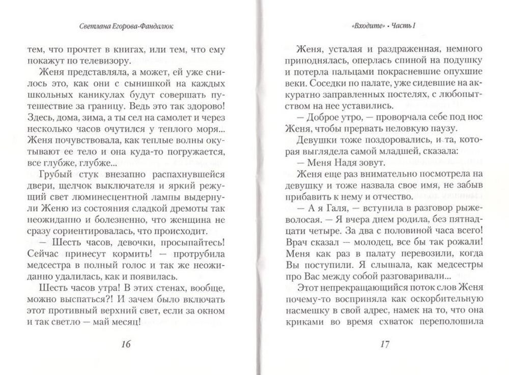 "Входите". Повесть. Светлана Егорова-Фандалюк