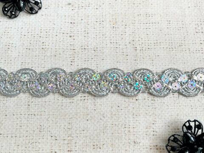 Тесьма люрекс пайетка, ш. 2 см, серебро