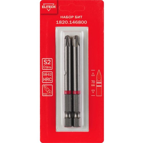 Набор бит ELITECH PZ3*70мм 2шт   1820.146800