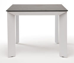 "Венето" обеденный стол из HPL 90х90см, цвет "серый гранит", каркас белый