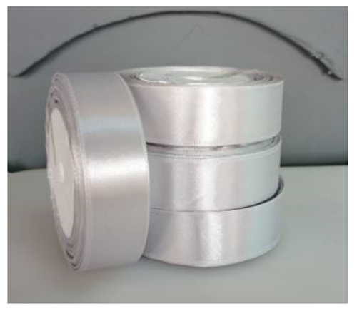 Лента атлас 2,5 см серебро