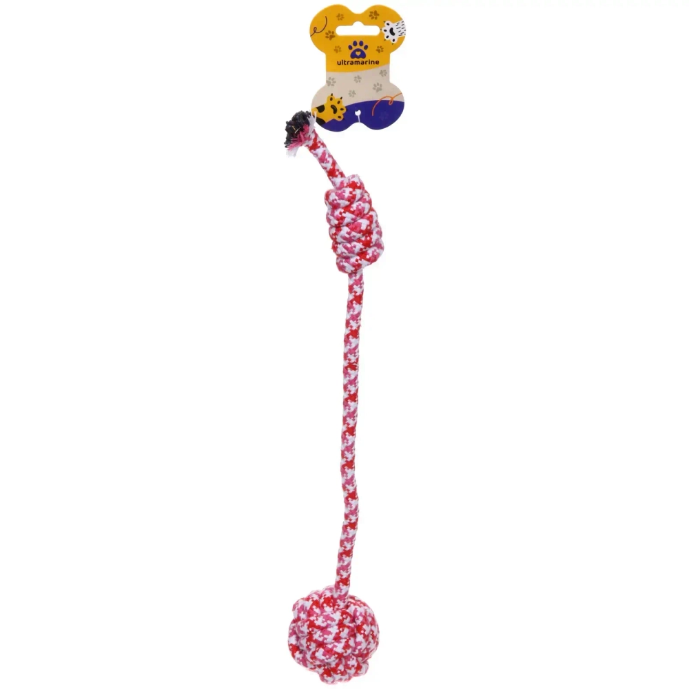 Игрушка - канат для собак мелких и средних пород «НЕСКУЧАЙКА», цвет красный, 42см / *90гр (лейбл)