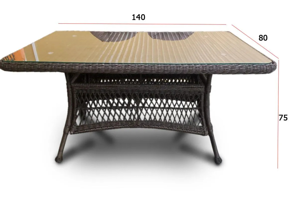 Обеденный стол из искусственного ротанга 140х80 МЭДИСОН «MADISON» -brown
