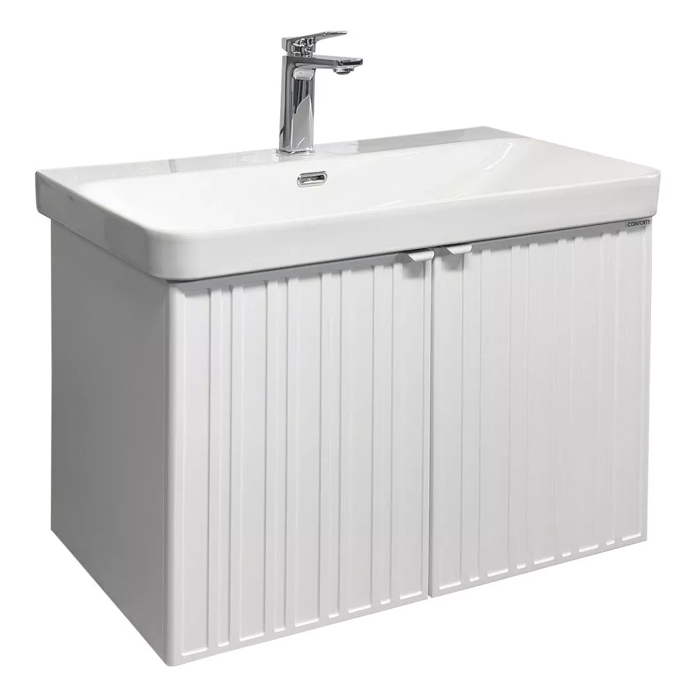 Подвесная тумба-умывальник Comforty Тенерифе-80 белый матовый с раковиной CF19595BX-80