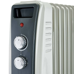 Обогреватель масляный D12F-11 "DELTA", 2500 Вт, 11 секций, с вентилятором, светло-серый