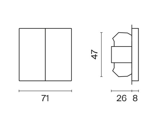Проходной переключатель встраиваемый VOLTUM S70 двухклавишный 10А, (шелк)