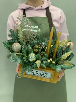 Композиция в ящике Зимняя сказка (золото)