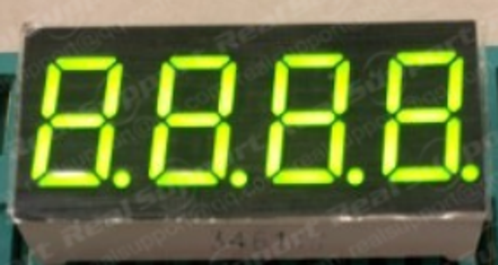 Индикатор 7-ми сегментный 4x0,36" 3641BG, зеленый, общий анод