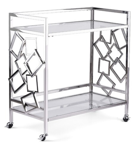 Стол сервировочный Ist Casa Эмили, 80х40х82 см, глянцевое серебро