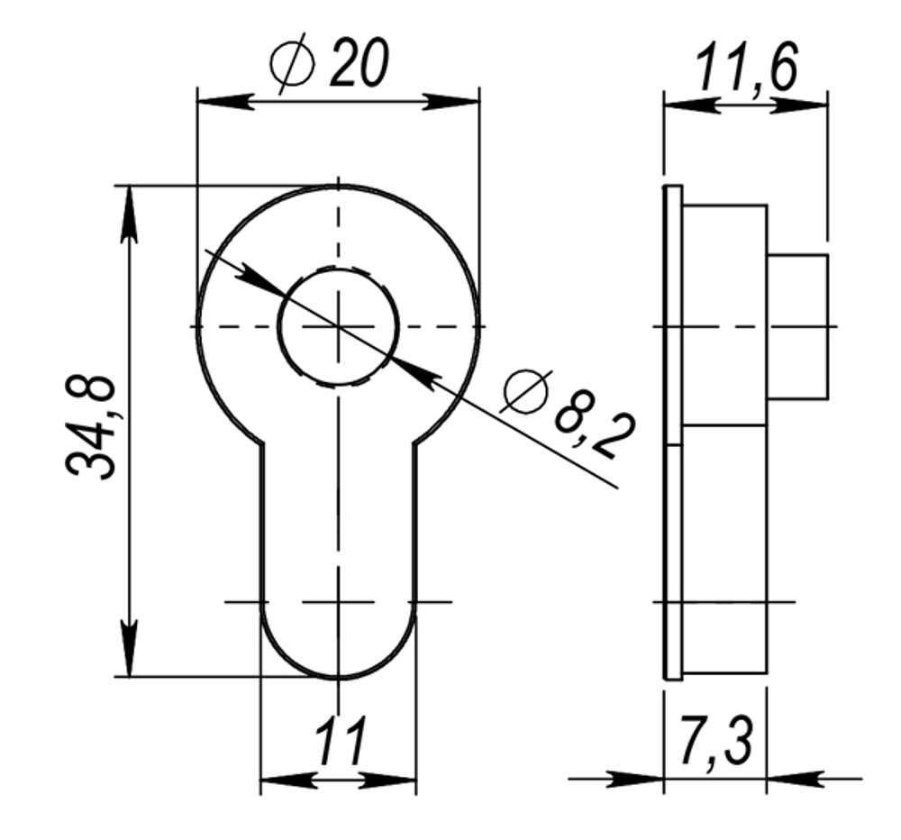 Вставка под шток ET.TANG.UNI (CYLINDER) SN-3 матовый никель