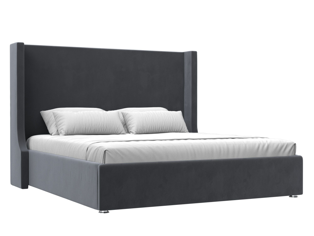 Кровать интерьерная Ларго 180, Серый, Велюр, 120727