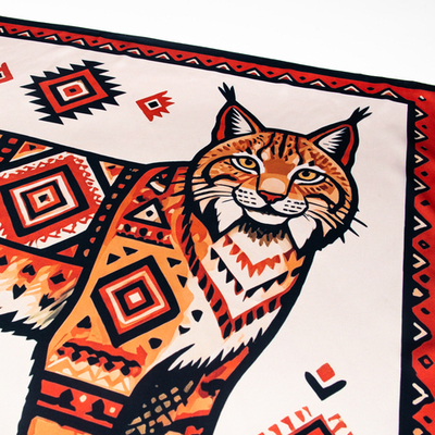 Шейный платок «Карельская рысь», 70×70 см