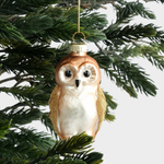 Елочное украшение сова стекло 5*8 см