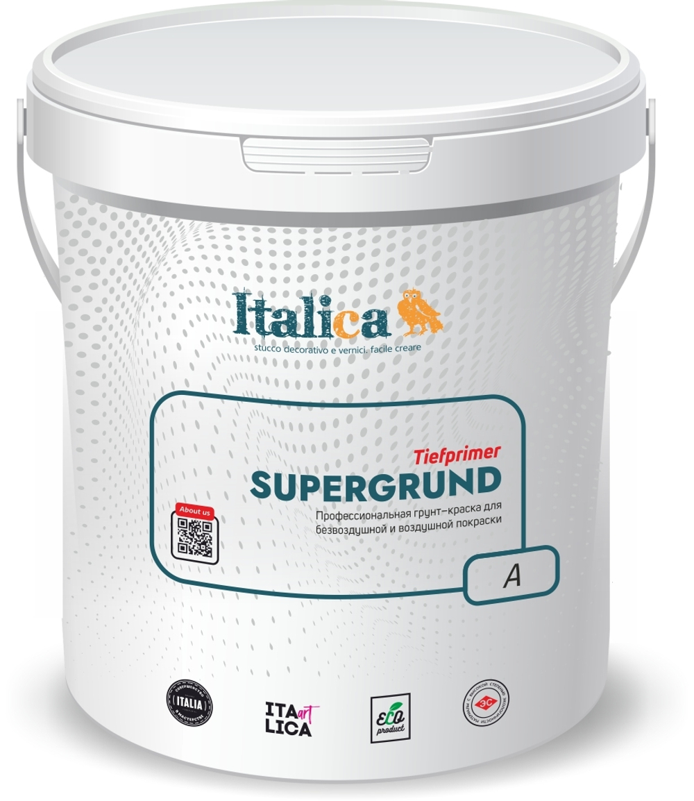 ITALICA TIEFPRIMER SUPERGRUND - матовая грунт-краска, основа под краски и декоративные штукатурки с высокой кроющей способностью.