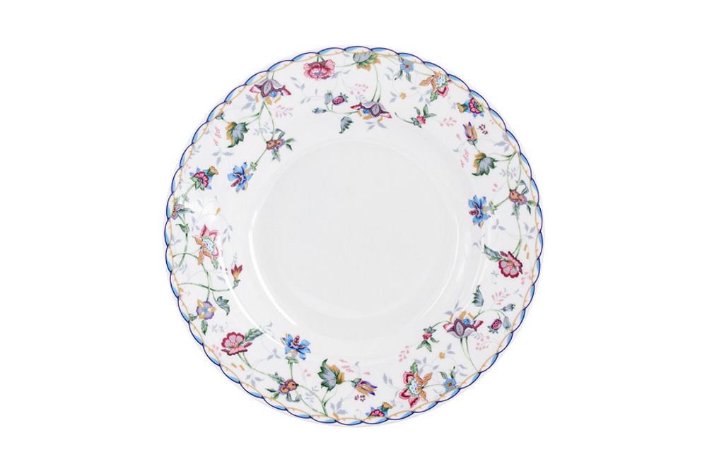 Фарфоровая суповая тарелка AL-1009B-E11, 21 см, белый/декор