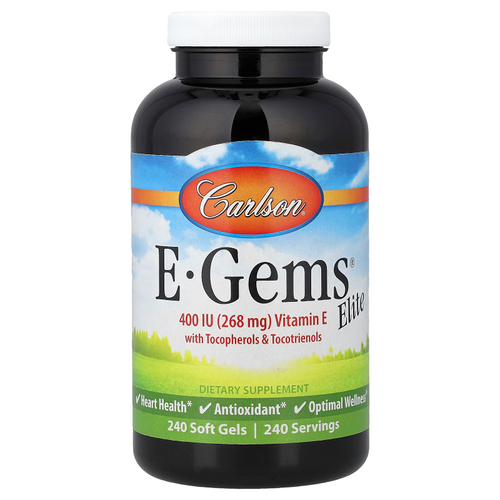 Carlson, E-Gems® Elite, витамин E с токоферолами и токотриенолами, 240 капсул