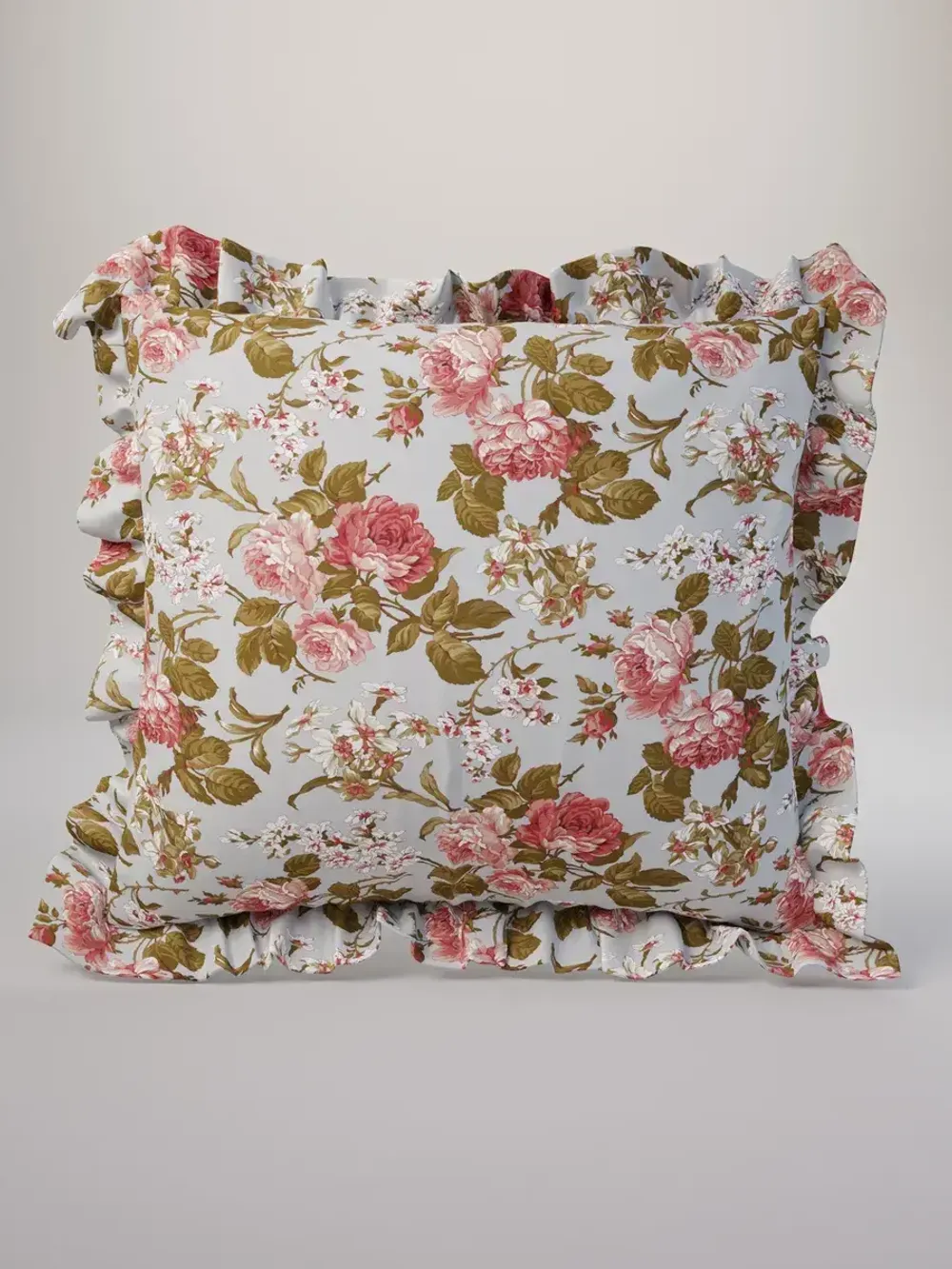 Декоративная наволочка с рюшами, оборками "Прохоровская роза(новая)" 70х70 см, 1 шт, без молнии