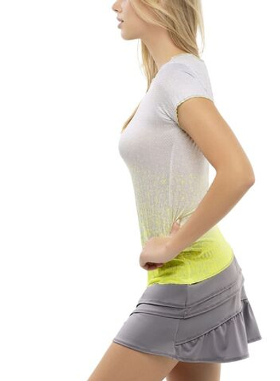 Женская теннисная футболка Lucky in Love Nice To Pleat You Del 1 Turn Up The Pleat S/S W - neon yellow