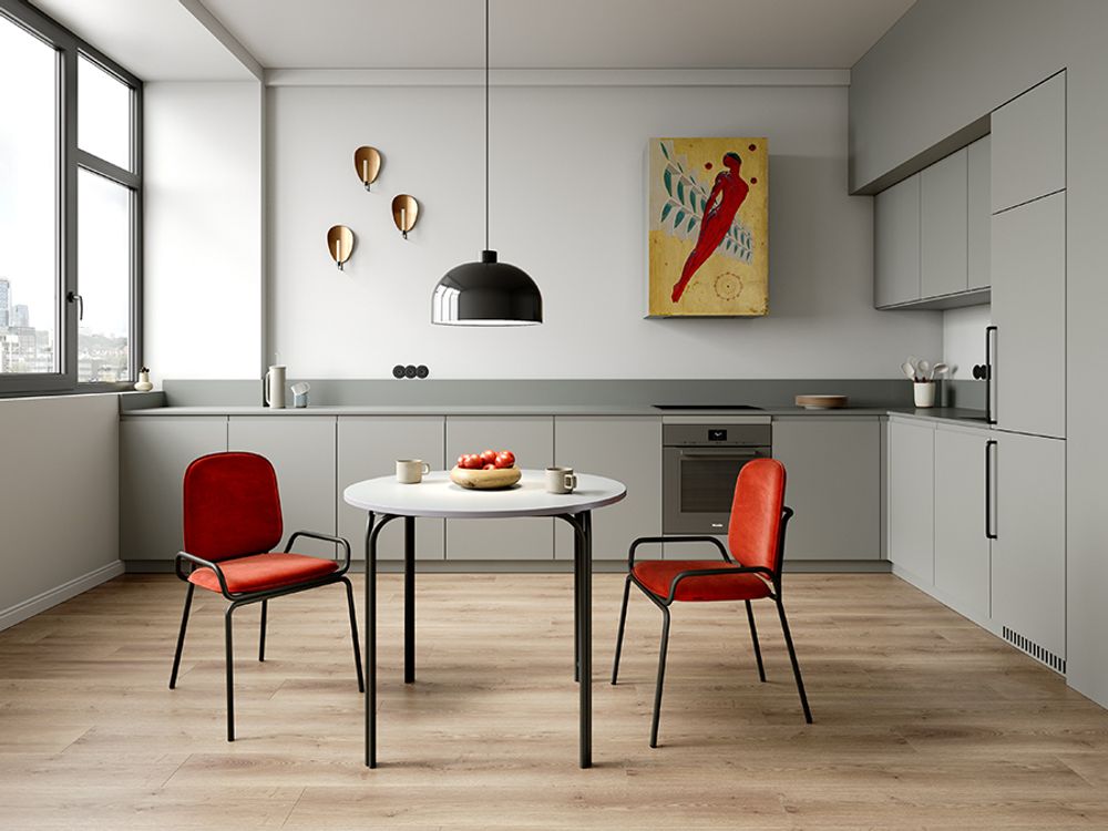 Стол обеденный Ror, Ø90 см, черный/серый