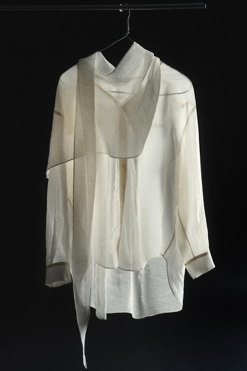 ZARA РУБАШКА С ПЛАТКОМ ZW COLLECTION, ЭКРЮ