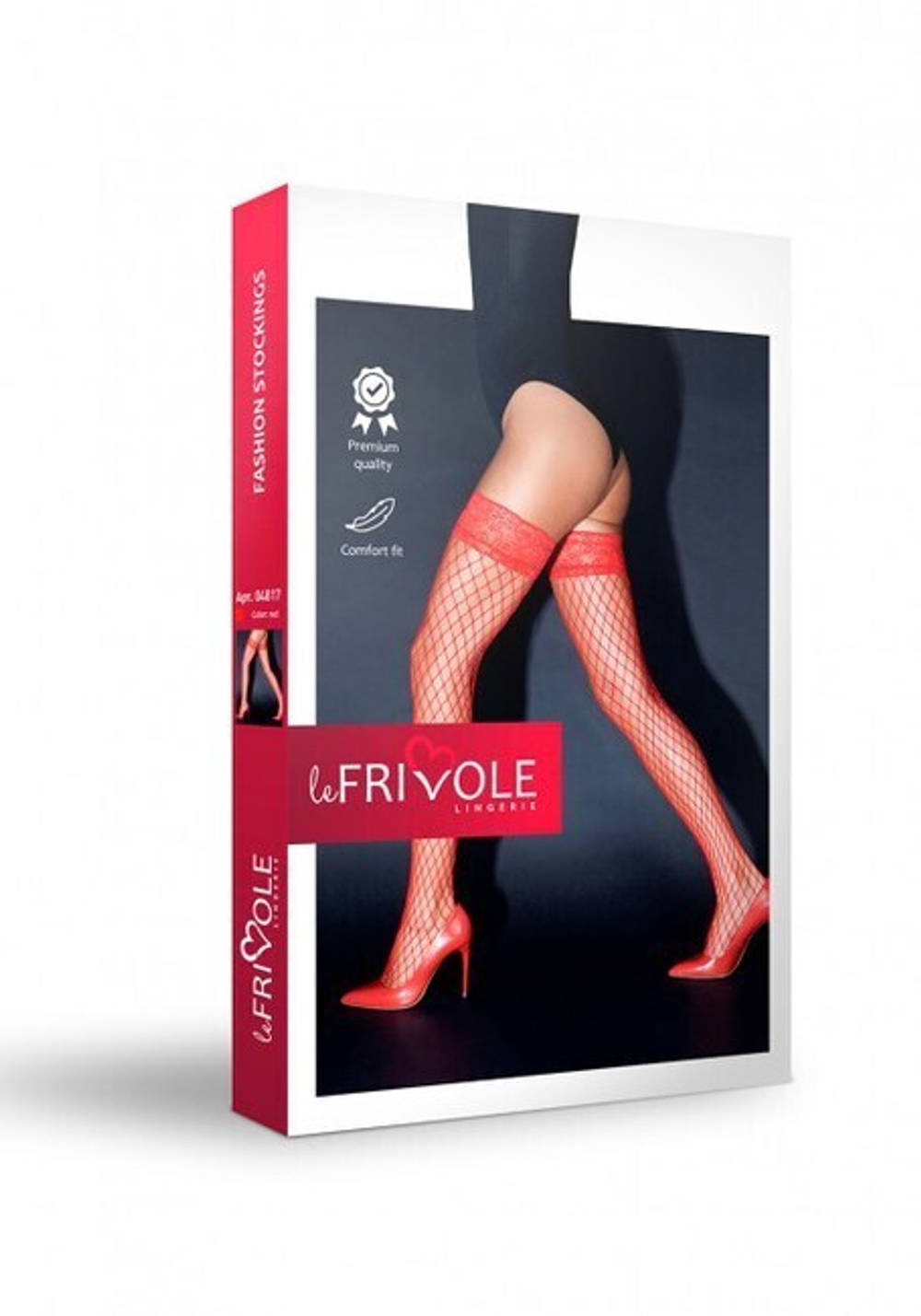 Красные чулочки в крупную сетку на кружевной резинке SM (2/3) (Цвет: красный)