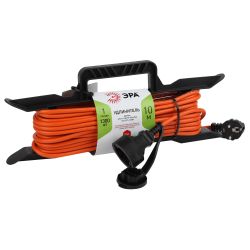 Удлинитель силовой ЭРА UFx-1e-3x0.75-10m на рамке c заземлением 1 розетка 10м ПВС 3x0.75мм2 | Силовые удлинители