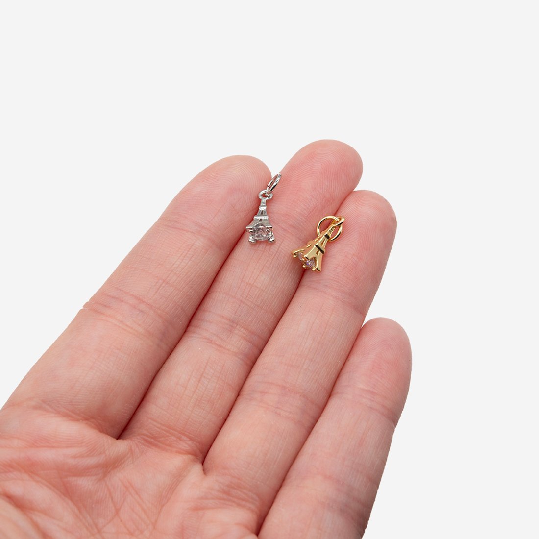 Подвеска "Paris", 11*4,5мм, фианит, позолота