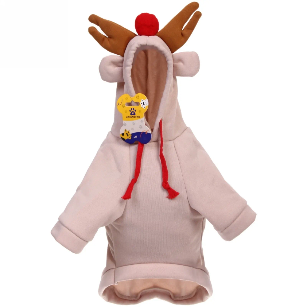 Кофта-толстовка для собаки «Wonderful style-Олень Рудольф» с капюшоном, размер L (50*30см) Ultramarine