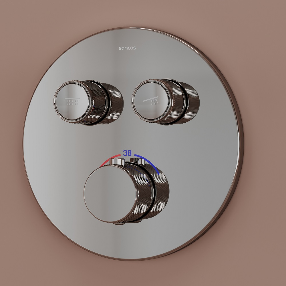Душевой комплект Sancos Link встраиваемый, c термостатическим смесителем, цвет хром