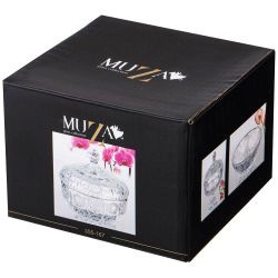 КОНФЕТНИЦА С КРЫШКОЙ "MUZA CRYSTAL" 250 МЛ. 11,5*11,5 СМ. ВЫСОТА=11 СМ. (КОР=24ШТ.)