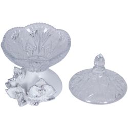 Сахарница стеклянная с крышкой Орхидея Лайм Белый