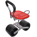 Стул садовый на колесах для прополки и работы в саду 35*47*14см с поворотным механизмом(360°) складная спинка, цвет красный