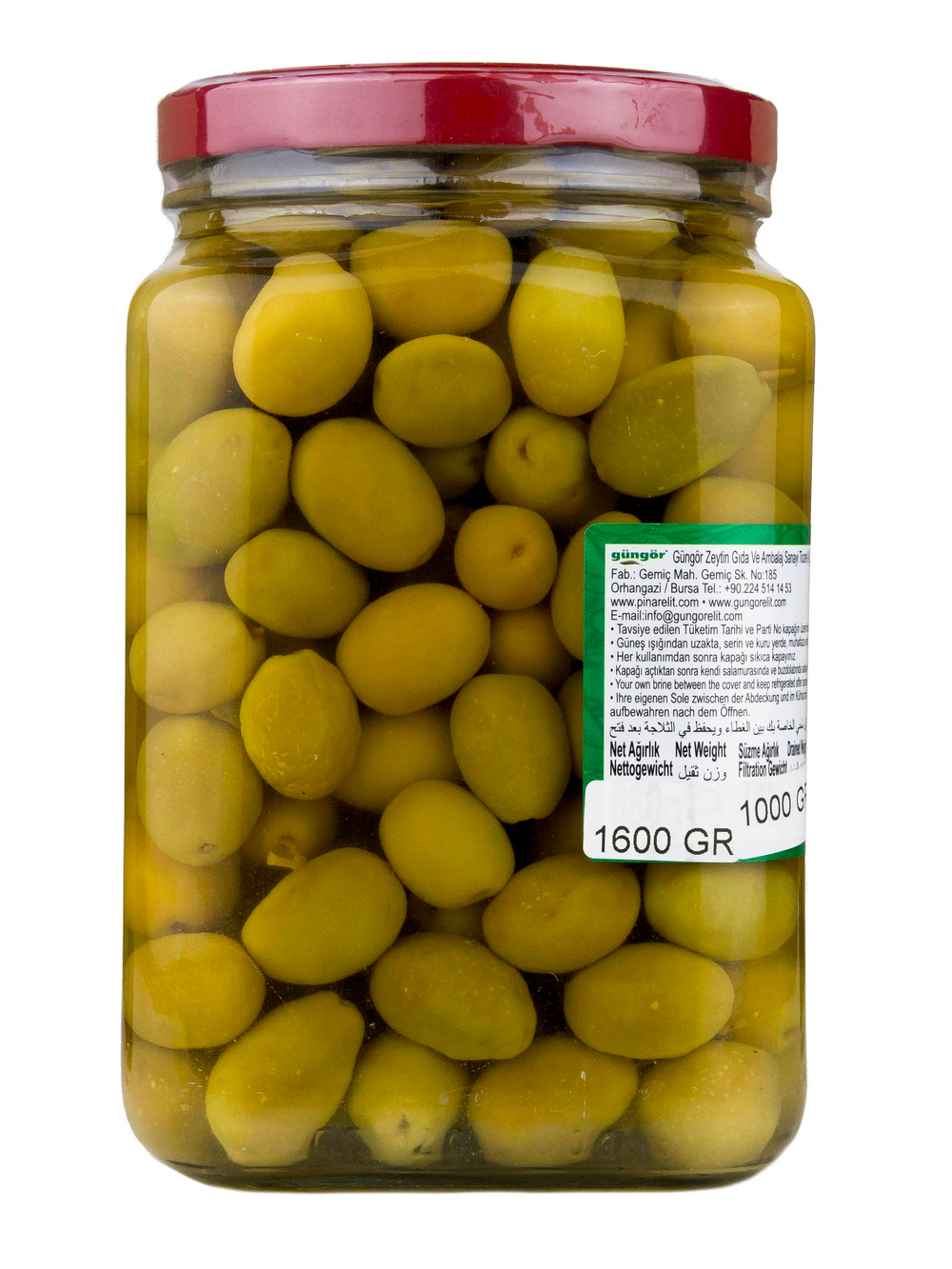 Оливки PINAR с косточкой стекло 1,6 кг