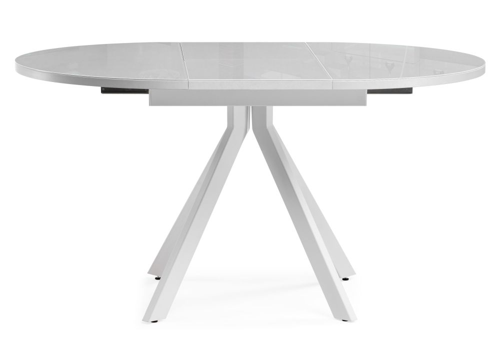 Стеклянный стол Ален 100(140)х100х75 ультра белое стекло / белый