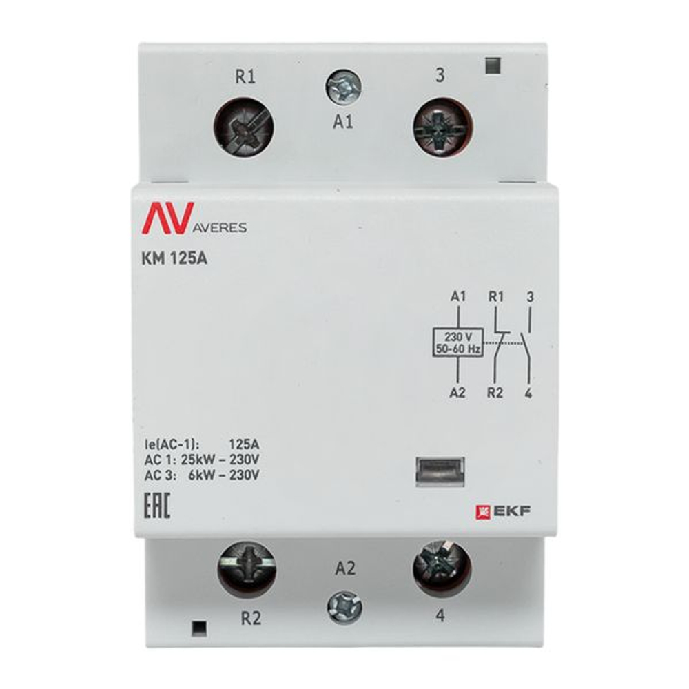 Контактор модульный КМ 125А 1NO+1NC 230В АС (3 мод.) AVERES EKF