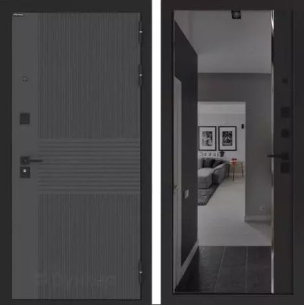 Входная металлическая дверь с зеркалом Бункер HIT B-05/ зеркало фацет тонированное ФЛЗ-618 Кварц черный
