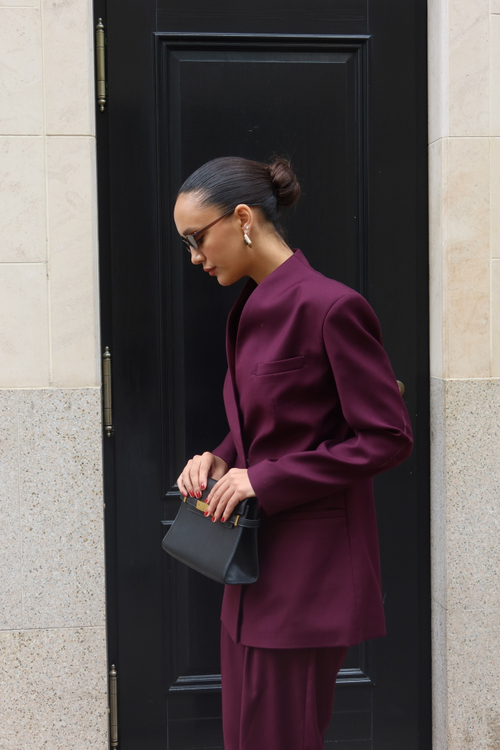 Жакет из вискозы без лацкана бордовый