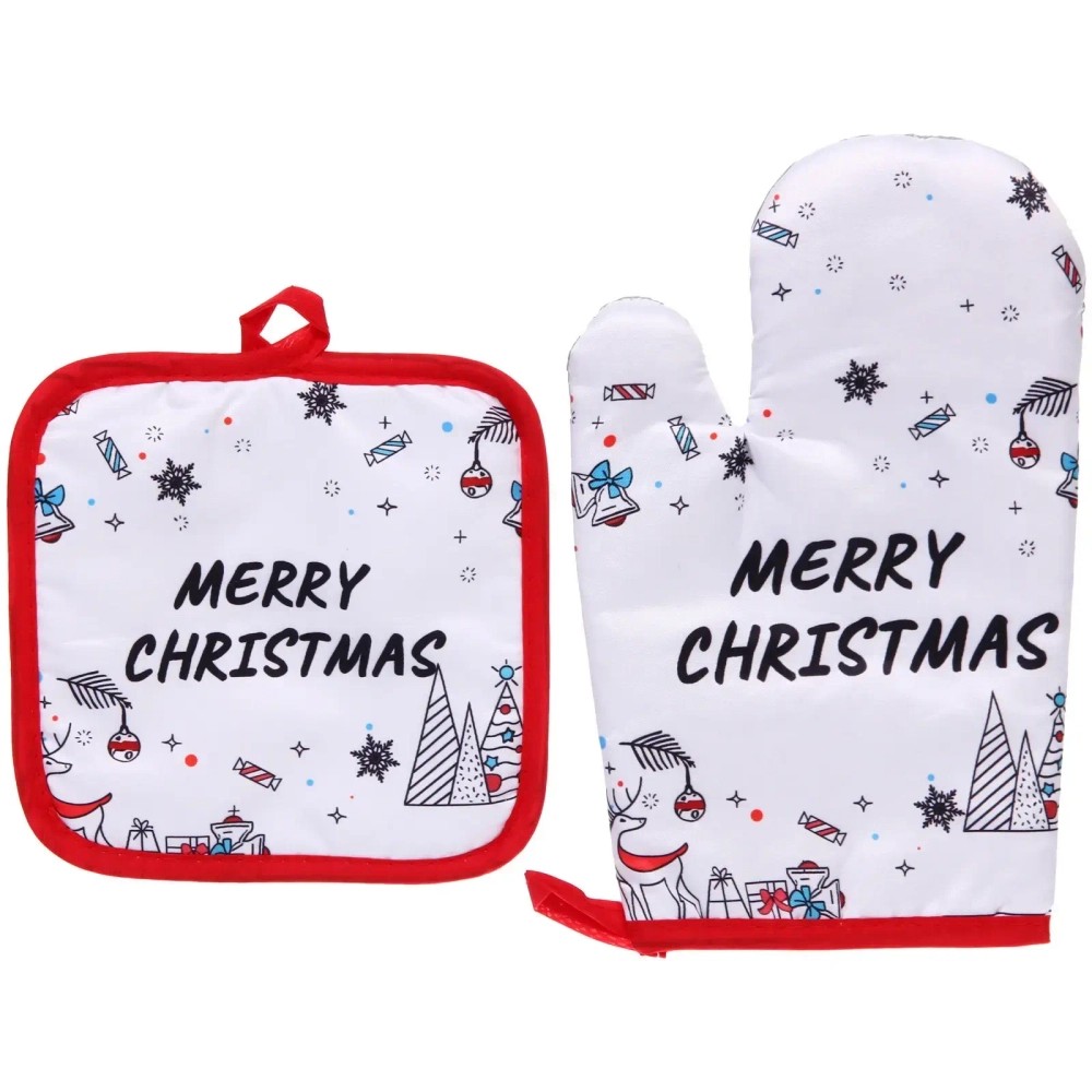 Прихватка в наборе с прихваткой-варежкой «Новогодние мотивы» 25,5*16 см, 17*17 см