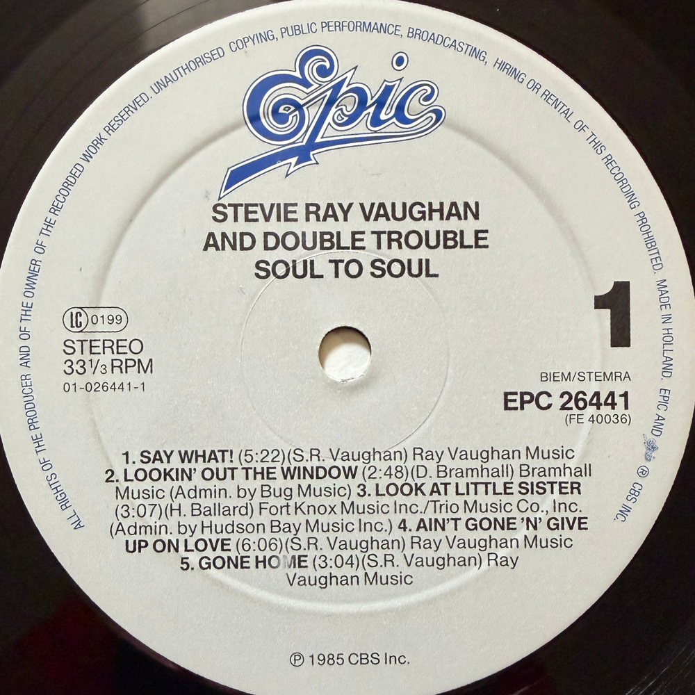 Stevie Ray Vaughan And Double Trouble - Soul To Soul (Голландия 1985г.)
