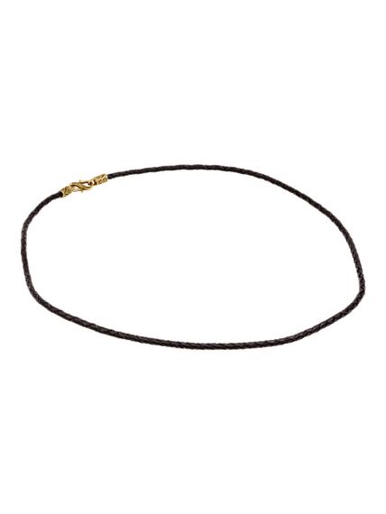 Гайтан кожаный чёрный 3 мм из бронзы, вид спереди