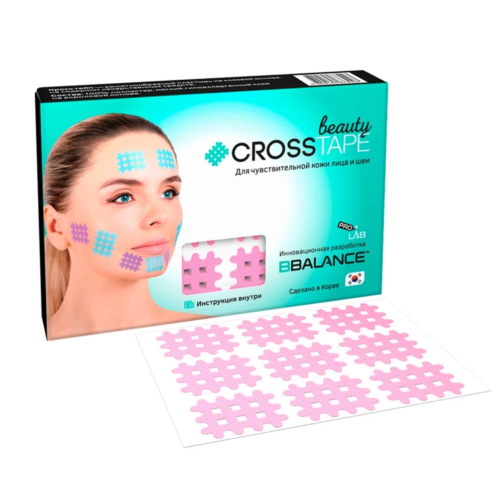 Пластырь Тейп Кросс для лица CROSS TAPE BEAUTY™ 2,1 см x 2,7 см (размер А) цвет сакура (180 пластырей/уп)