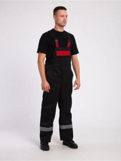 Комбинезон черный рабочие штаны на лямках летние