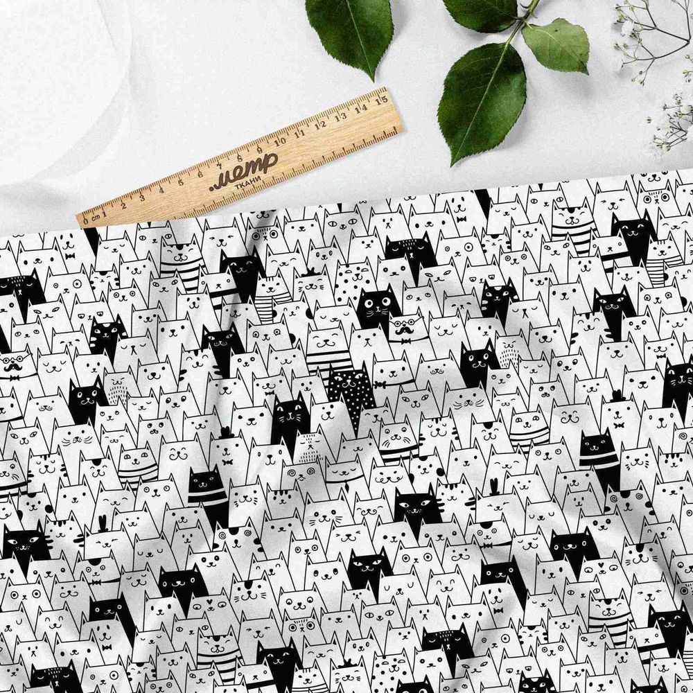 Ткань флис толпа котов