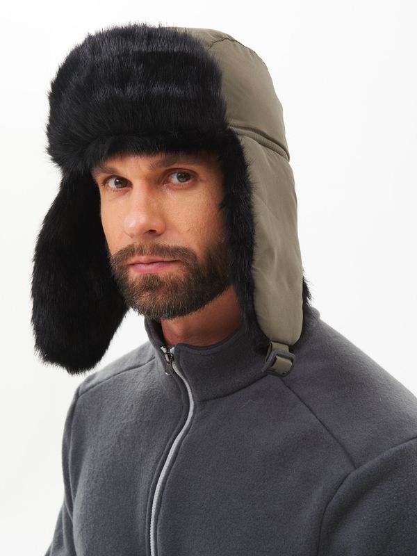 Шапка ушанка с маской Евро Норка ткань Taslan цвет Хаки