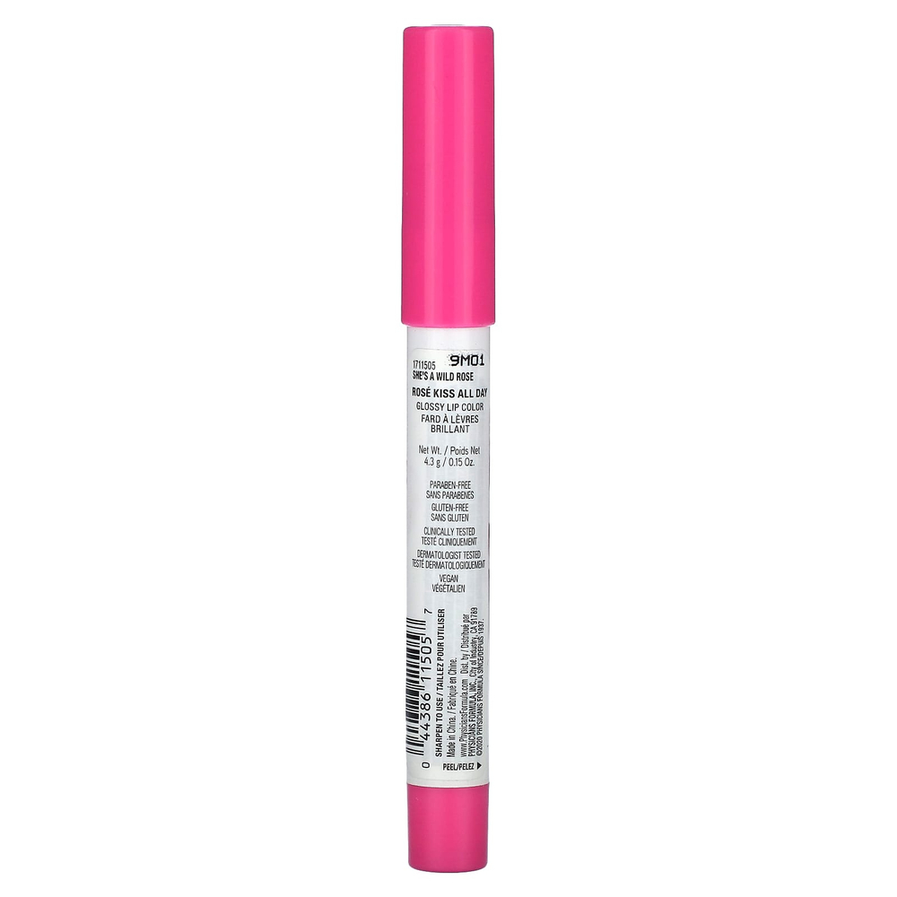 Physicians Formula, Rosé Kiss All Day, блестящая губная помада, 1711505 шиповник, 4,3 г (0,15 унции)