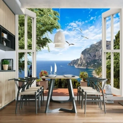 Фотообои на стену "Вид из окна на море" флизелиновые 300х260 см.