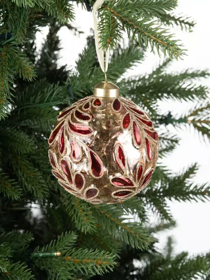 Винтажный стеклянный шар Графские сады Камелия 10 см., 1 шт., Karlsbach (12863)