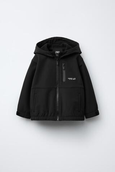 ZARA КУРТКА С КАПЮШОНОМ И ПОДКЛАДКОЙ, ЧЕРНЫЙ